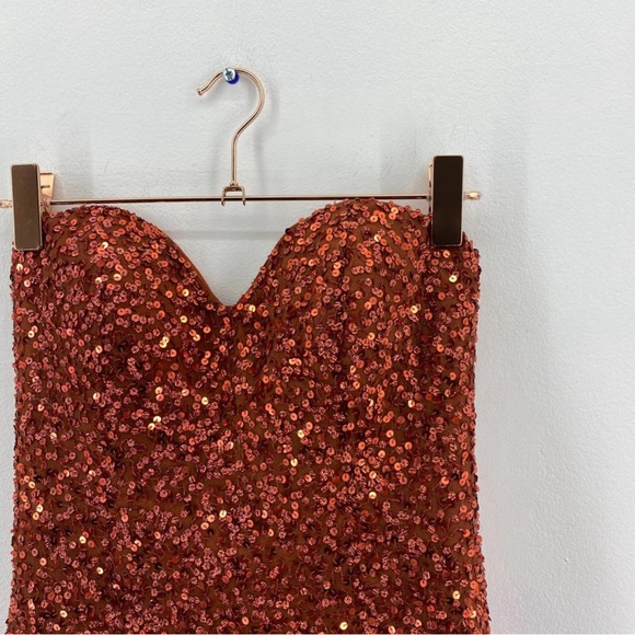 SCALA Style 47549 Burnt Orange Sequin Dress - Picture 4 of 9